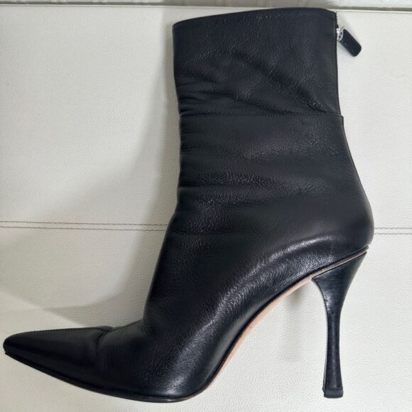 Gucci Black Leather Pointed Toe Ankle Boots Size 37 1/2 US 7 1/2 Original Box - Picture 13 of 16